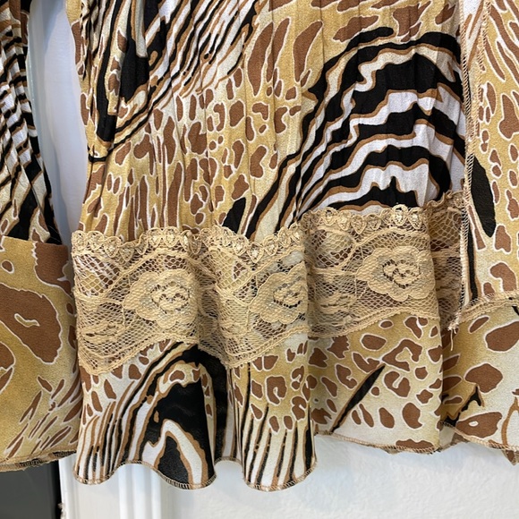 APOSTROPHE Safari Print Blouse Top, Size S Petite (4-6) - Picture 5 of 6